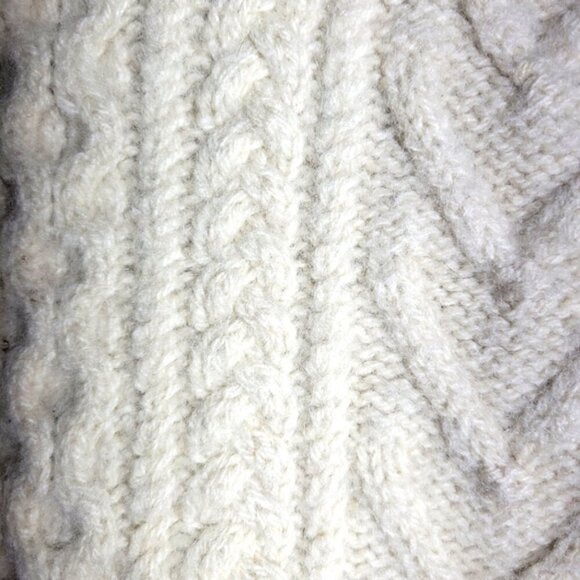 Gaeltarra IRELAND Hand Crafted Ivory Chunky Pullover FISHERMAN WOOL Sweater smal - Picture 3 of 6